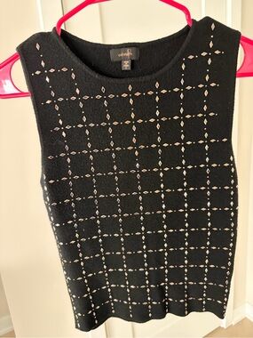Black Sleeveless Studded Knit Dress